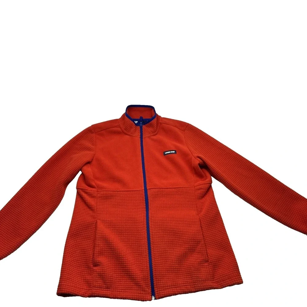 Women's Lands End Orange Fleece Full zip Size 14-16‎ Lg